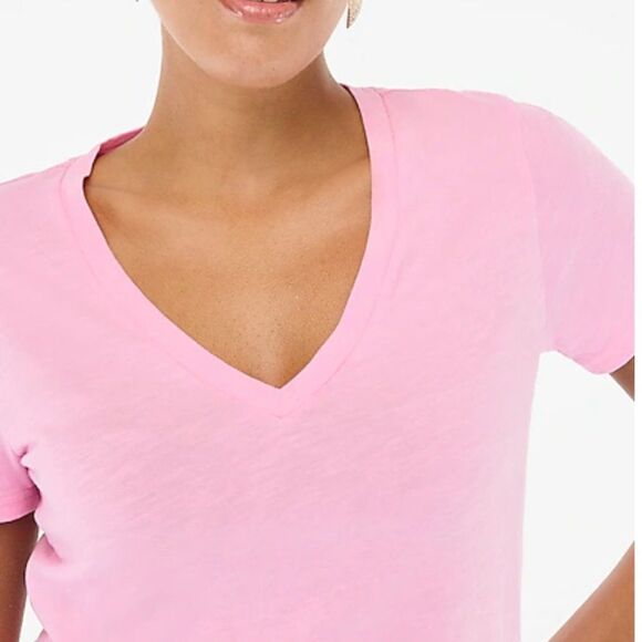 J. Crew Factory h5967 Pink Vintage slub cotton V-neck tee  NWT - Picture 2 of 8